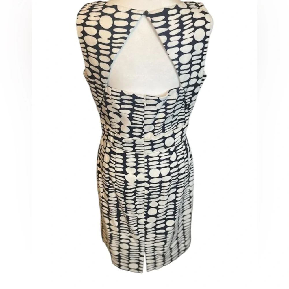 Antonio Melani Navy and White Sleeveless Polka Dot Sheath Lined‎ Dress Size 6